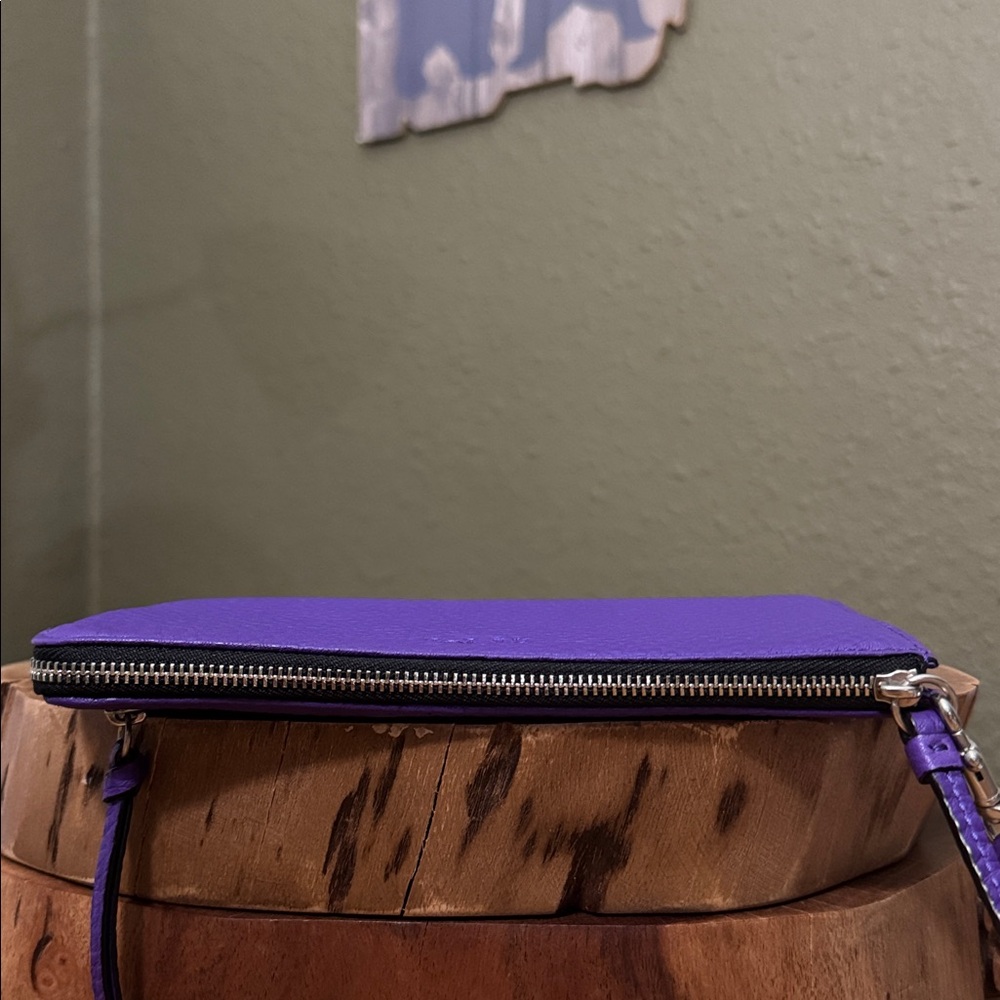 NEW COACH BLEECKER L ZIP WALLET IN PURPLE IRIS - Picture 6 of 15